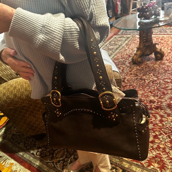 Vintage Michael Kors, leather chocolate brown with gold studs comes with duster - Picture 6 of 9